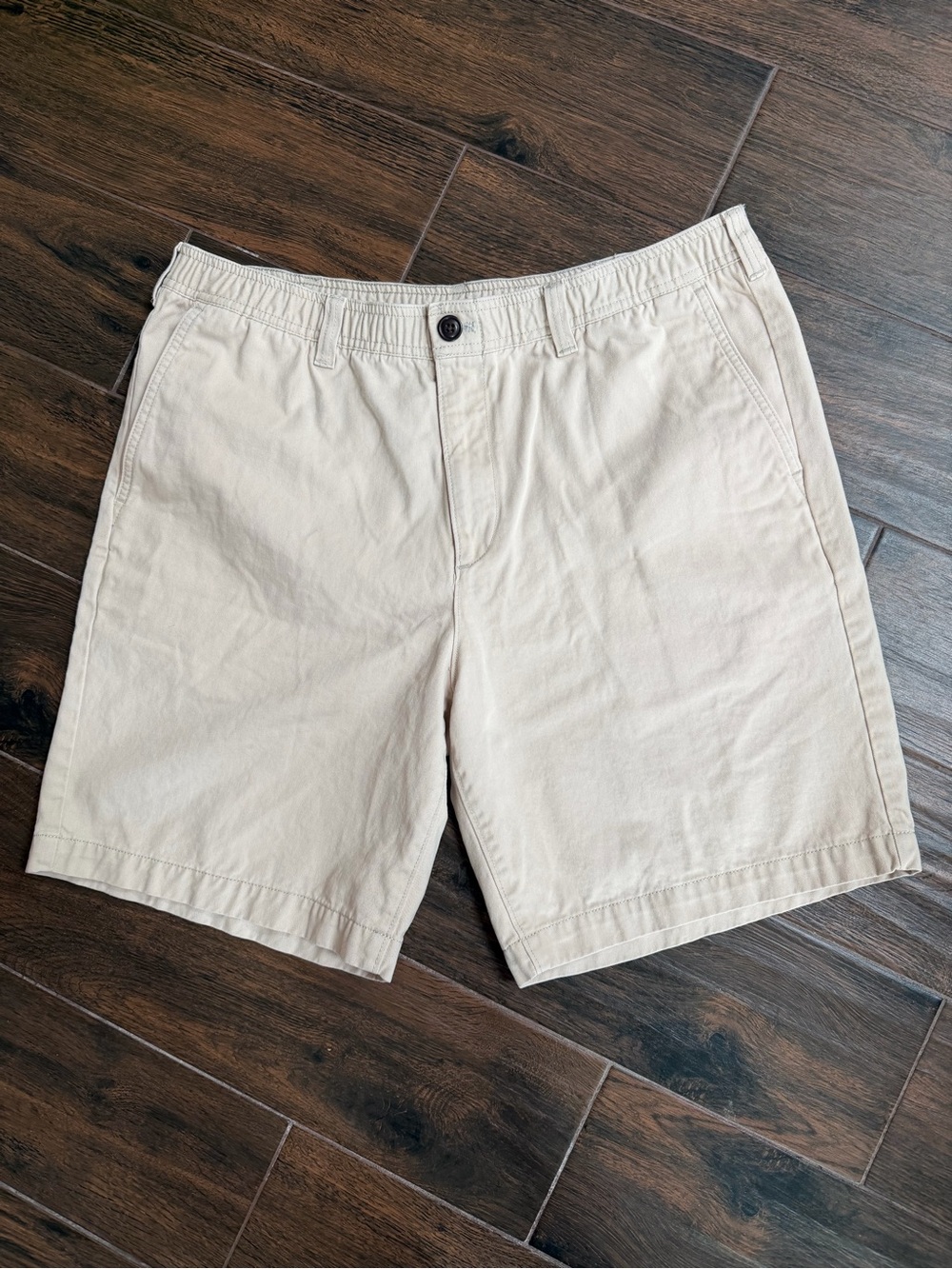 Eddie Bauer Men's Classic Khaki Cotton Casual Shorts XL elastic waist